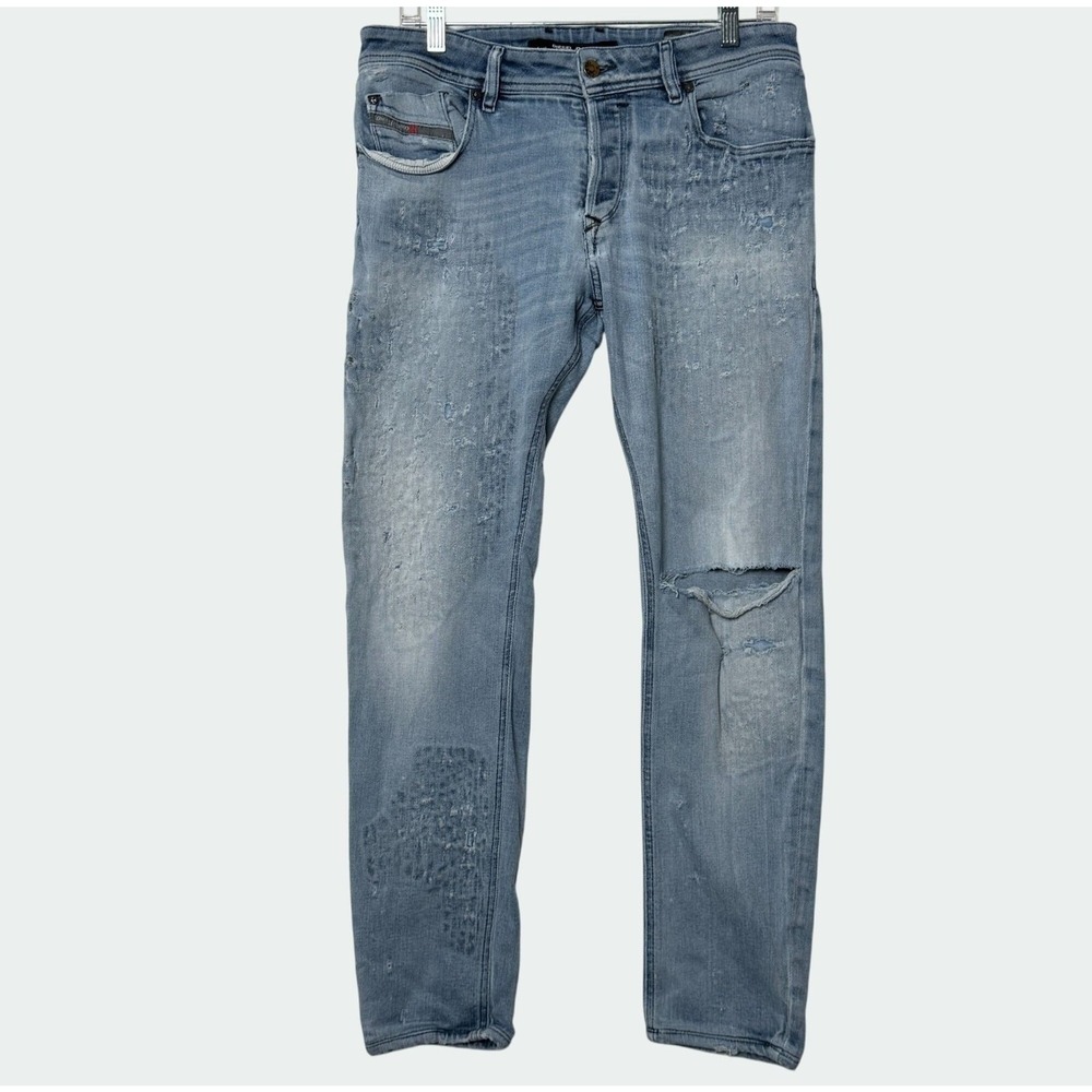 DIESEL DNA Sleenker Jeans Men Sz 32X32 Blue Denim Y2K Grunge Streetwear Biker